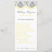 25 4x9 Huwelijksprogramma Grijs Geel Damask Kant Programmakaart (Voorkant)