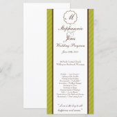 25 4x9 Huwelijksprogramma Groene en Bruine Damask Programmakaart (Voorkant / Achterkant)