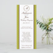 25 4x9 Huwelijksprogramma Groene en Bruine Damask Programmakaart (Staand voorkant)