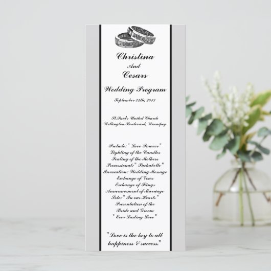 25 4x9 huwelijksprogramma His/Hers Diamond Wedding Programmakaart (Staand voorkant)