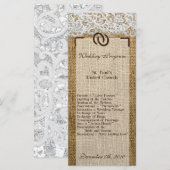 25 4x9 Huwelijksprogramma Hoefijzers op Burlap Lac Programmakaart (Voorkant / Achterkant)