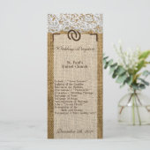25 4x9 Huwelijksprogramma Hoefijzers op Burlap Lac Programmakaart (Staand voorkant)