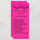 25 4x9 Huwelijksprogramma Hot Pink Black Damask Ka Programmakaart (Voorkant / Achterkant)