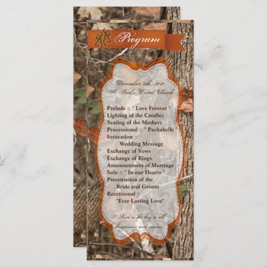 25 4x9 Huwelijksprogramma Jachtpaar Herten Doe Buc Programmakaart (Voorkant / Achterkant)