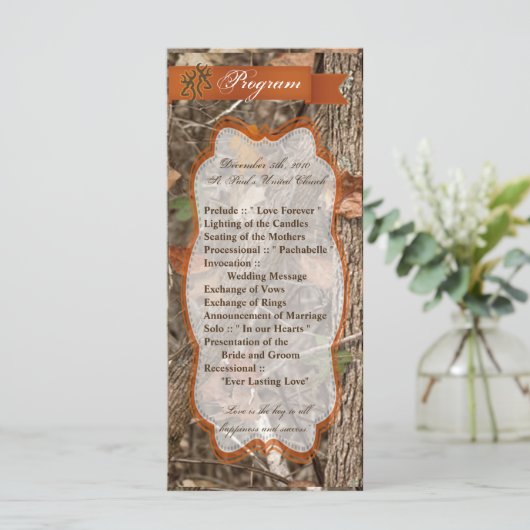 25 4x9 Huwelijksprogramma Jachtpaar Herten Doe Buc Programmakaart (Staand voorkant)