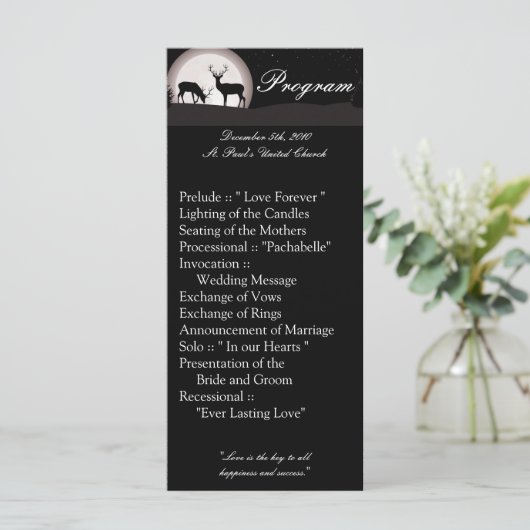 25 4x9 Huwelijksprogramma Jagers Maan Herten Buck Programmakaart (Staand voorkant)