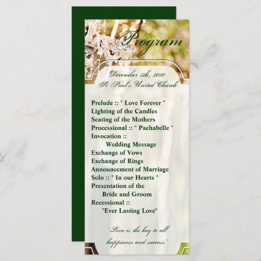 25 4x9 Huwelijksprogramma Kroonluchter in Oak Tree Programmakaart (Voorkant / Achterkant)