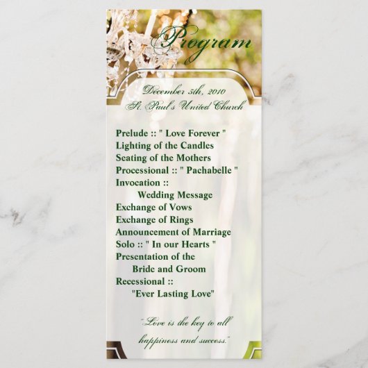 25 4x9 Huwelijksprogramma Kroonluchter in Oak Tree Programmakaart (Voorkant)