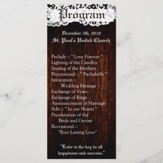 25 4x9 Huwelijksprogramma Land Donkere Schuur Hout Programmakaart (Voorkant)