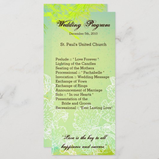 25 4x9 Huwelijksprogramma Lente Hibiscus Bloem Haw Programmakaart (Voorkant / Achterkant)