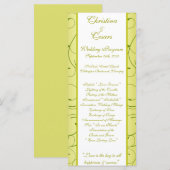 25 4x9 huwelijksprogramma Lime Green Pear Swirls Programmakaart (Voorkant / Achterkant)