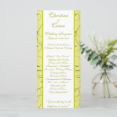 25 4x9 huwelijksprogramma Lime Green Pear Swirls Programmakaart (Staand voorkant)