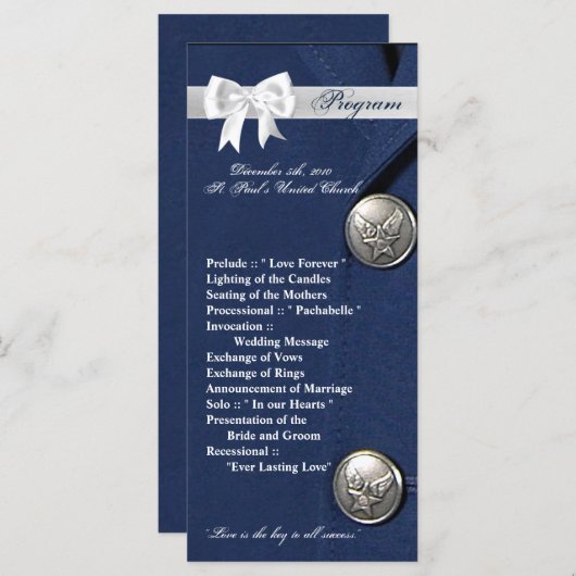 25 4x9 Huwelijksprogramma Luchtmacht Klasse A Unif Programmakaart (Voorkant / Achterkant)