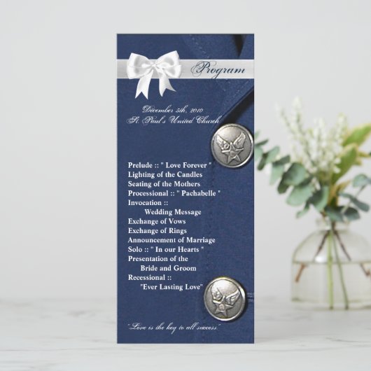 25 4x9 Huwelijksprogramma Luchtmacht Klasse A Unif Programmakaart (Staand voorkant)