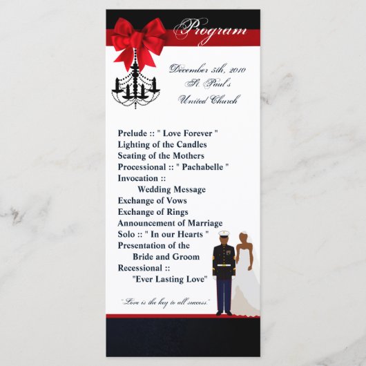 25 4x9 huwelijksprogramma Marine Afrikaanse Amer U Programmakaart (Voorkant)