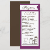 25 4x9 Huwelijksprogramma Mason Jar Country Rustic Programmakaart (Voorkant / Achterkant)
