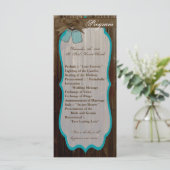 25 4x9 Huwelijksprogramma Mason Jar Initialen Rust Programmakaart (Staand voorkant)