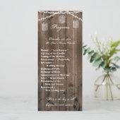 25 4x9 Huwelijksprogramma Mason Jar String Lights Programmakaart (Staand voorkant)