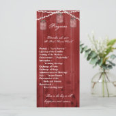 25 4x9 Huwelijksprogramma Mason Jar String Lights Programmakaart (Staand voorkant)