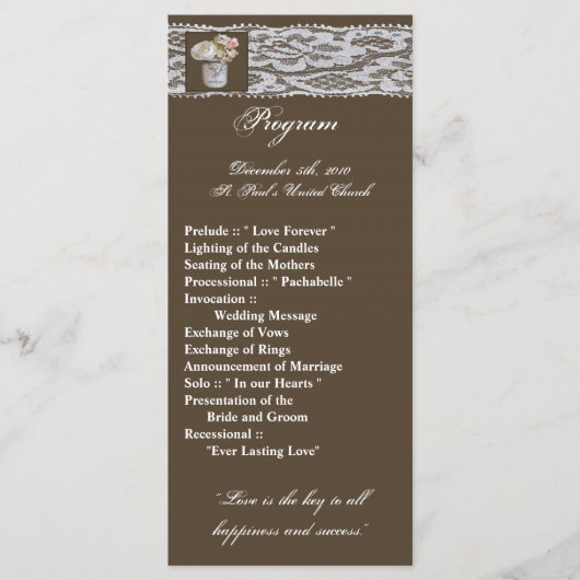 25 4x9 Huwelijksprogramma Mason Jars met Rozen Programmakaart (Voorkant)