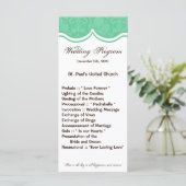 25 4x9 Huwelijksprogramma Mint Gree White Damask L Programmakaart (Staand voorkant)