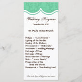 25 4x9 Huwelijksprogramma Mint Gree White Damask L Programmakaart (Voorkant)