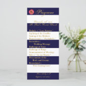 25 4x9 Huwelijksprogramma Moderne Streep Marine Bl Programmakaart (Staand voorkant)