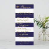 25 4x9 Huwelijksprogramma Moderne Streep Marine Wi Programmakaart (Staand voorkant)