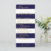 25 4x9 Huwelijksprogramma Moderne Streep Marine Wi Programmakaart (Staand voorkant)