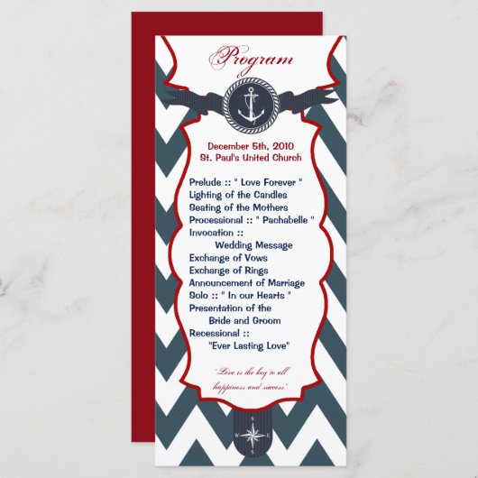 25 4x9 Huwelijksprogramma Nautisch Ankerkompas Oce Programmakaart (Voorkant / Achterkant)