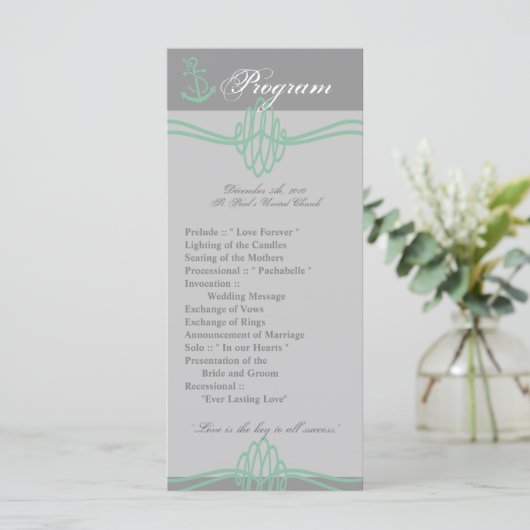 25 4x9 Huwelijksprogramma Nautische Knoop Anker Ti Programmakaart (Staand voorkant)