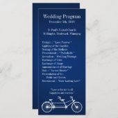 25 4x9 Huwelijksprogramma Navy Blue Double Bike Programmakaart (Voorkant / Achterkant)