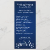 25 4x9 Huwelijksprogramma Navy Blue Double Bike Programmakaart (Voorkant)
