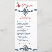 25 4x9 Huwelijksprogramma Navy Nautical Knot Anker Programmakaart (Voorkant)