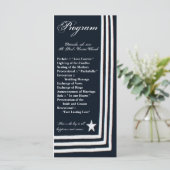 25 4x9 Huwelijksprogramma Navy Zomerjurk Blues Uni Programmakaart (Staand voorkant)