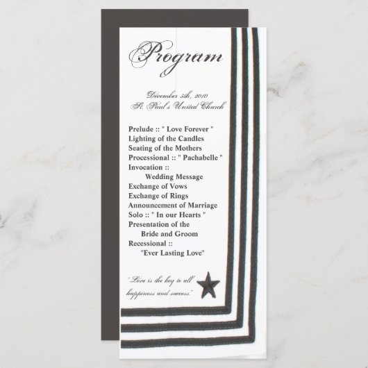 25 4x9 Huwelijksprogramma Navy Zomerjurk Wit Programmakaart (Voorkant / Achterkant)