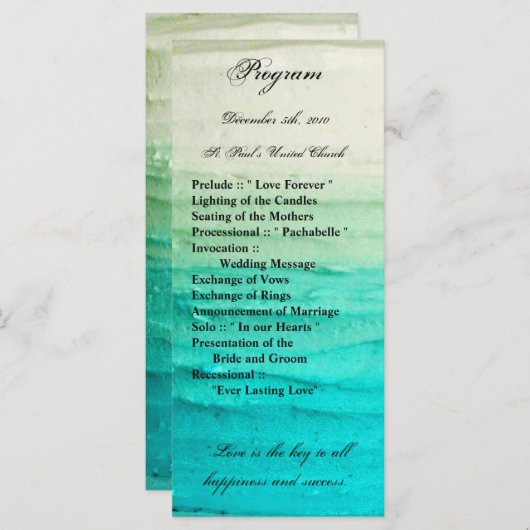 25 4x9 huwelijksprogramma Ombre Blue Frosting Programmakaart (Voorkant / Achterkant)