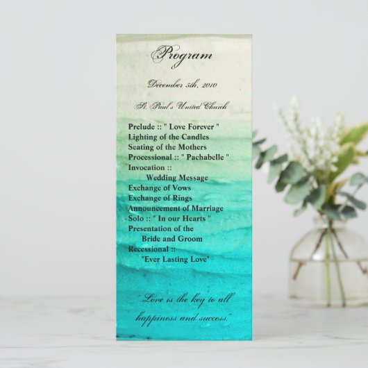 25 4x9 huwelijksprogramma Ombre Blue Frosting Programmakaart (Staand voorkant)