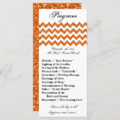 25 4x9 Huwelijksprogramma Oranje Glitter Chevron Z Programmakaart (Voorkant / Achterkant)
