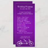 25 4x9 Huwelijksprogramma Paarse Dubbele Fiets Programmakaart (Voorkant / Achterkant)