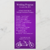 25 4x9 Huwelijksprogramma Paarse Dubbele Fiets Programmakaart (Voorkant)