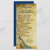 25 4x9 Huwelijksprogramma Peacock  Veren Programmakaart (Voorkant / Achterkant)