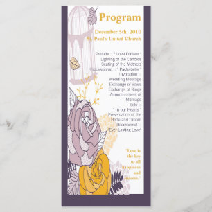 25 4x9 Huwelijksprogramma pruimenmosterd Roos Programmakaart