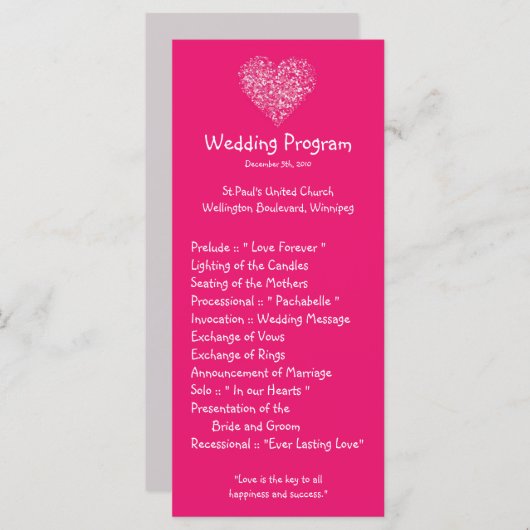 25 4x9 Huwelijksprogramma Roze Bloembladeren Bloem Programmakaart (Voorkant / Achterkant)