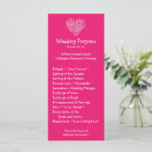 25 4x9 Huwelijksprogramma Roze Bloembladeren Bloem Programmakaart (Staand voorkant)