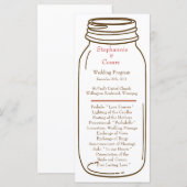 25 4x9 Huwelijksprogramma Roze/Bruine Mason Jar Programmakaart (Voorkant / Achterkant)