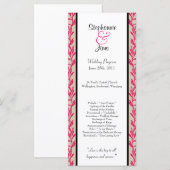 25 4x9 Huwelijksprogramma Roze en Zwarte Wilde Blo Programmakaart (Voorkant / Achterkant)