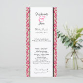 25 4x9 Huwelijksprogramma Roze en Zwarte Wilde Blo Programmakaart (Staand voorkant)