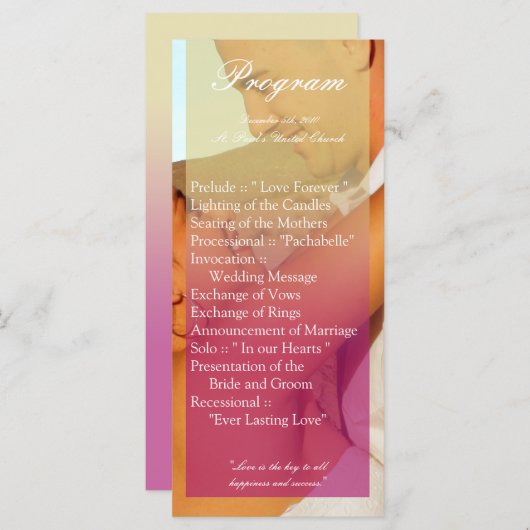 25 4x9 Huwelijksprogramma Roze Ombre Sunset Fade R Programmakaart (Voorkant / Achterkant)