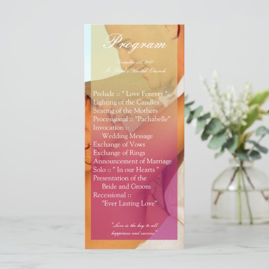 25 4x9 Huwelijksprogramma Roze Ombre Sunset Fade R Programmakaart (Staand voorkant)